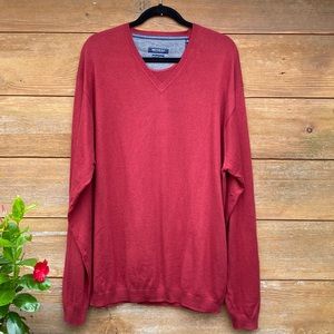 McNeal Maroon Pima Cotton Cashmere Fine Knit V-neck Sweater NWT